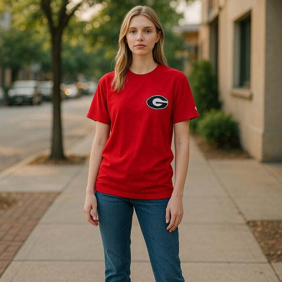 Champion UGA Georgia Red Logo Tee Shirt - Size Large - Picture 3 of 7